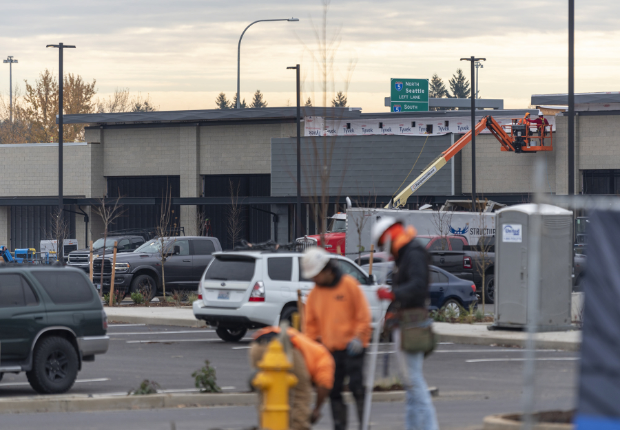 Construction continues on the Skyview Station shopping center in Salmon Creek. Rumored anchor store Trader Joe’s has filed for a liquor license for the location but the company hasn’t confirmed the new location.